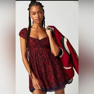 Free People Tabitha Mini Dress, Red, Size M-L